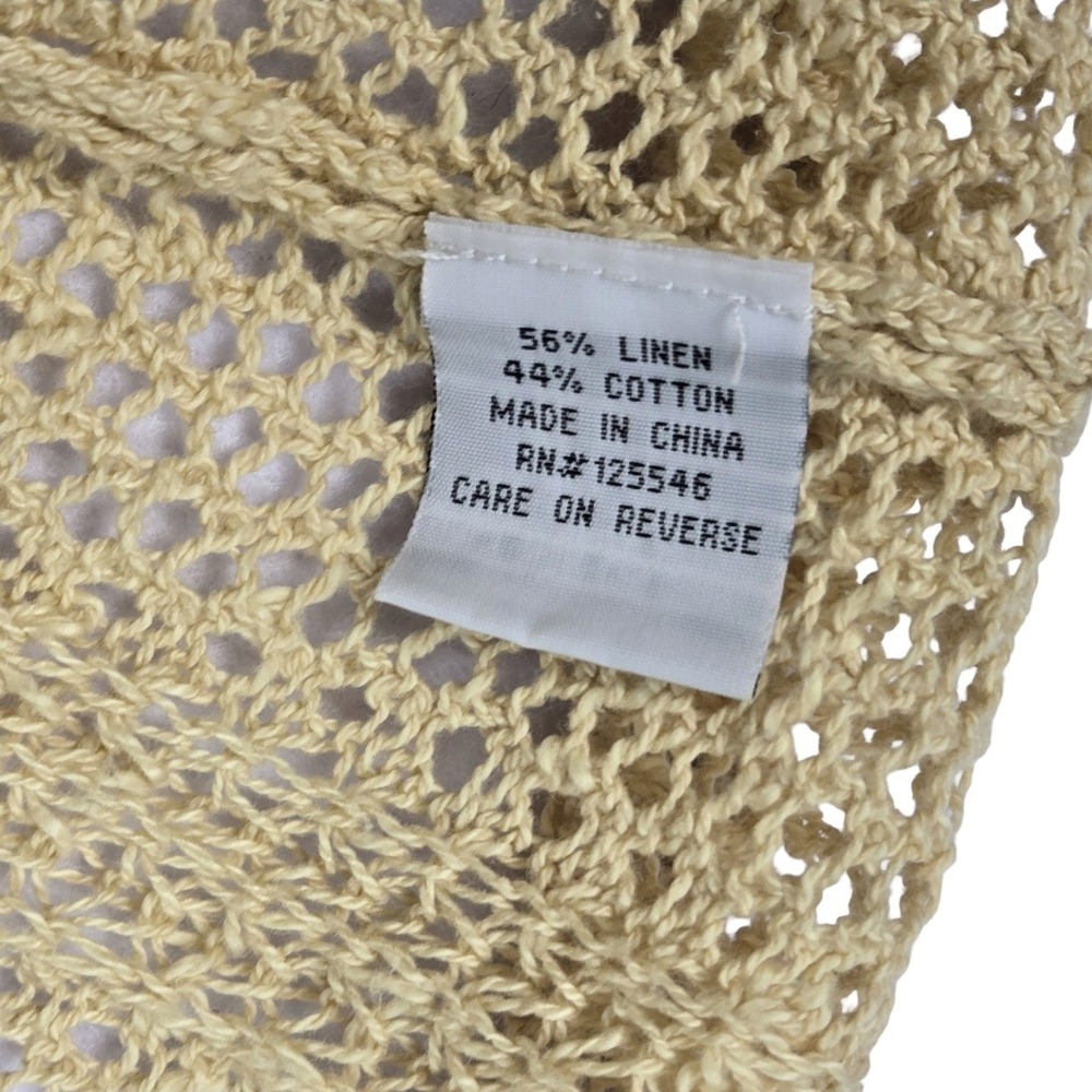 Habitat Boho Tan Linen Cotton Open Knit Cardigan Sweater XL Flowy Earthy Natural - Picture 3 of 7